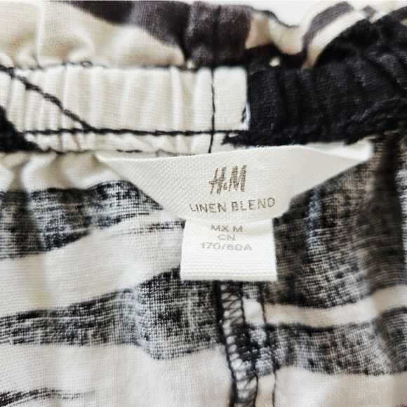 H&M Linen Blend Zebra Print A-Line Long Drawstring High Waisted Maxi Skirt M - Picture 7 of 11
